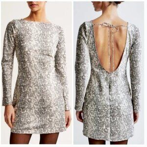 Abercrombie and Fitch Satin Long Sleeve Open Back Mini Dress Size Medium